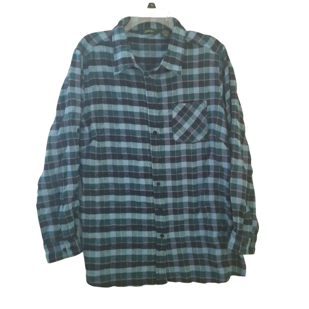 Stillwater Supply Co Womens XXL Shirt Blue Plaid Flannel Button Down Long Sleeve